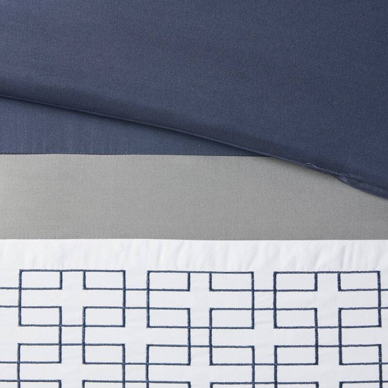 510 Design Kingwood Navy/ White 8 Piece Embroidered Comforter Set
