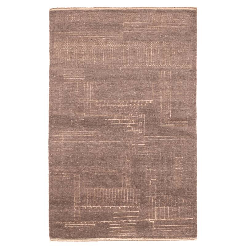 ECARPETGALLERY Hand-knotted Tangier Taupe Wool Rug - 5'2 x 8'2