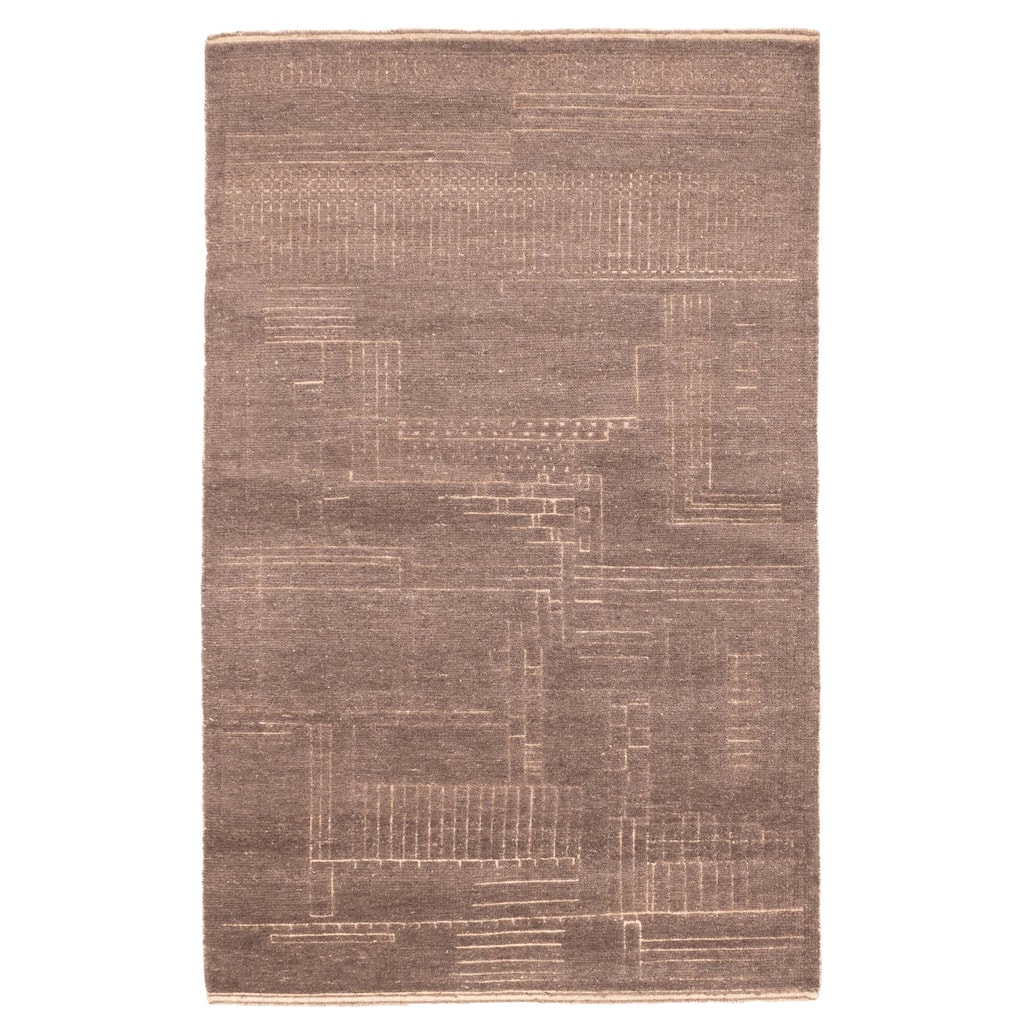 ECARPETGALLERY Hand-knotted Tangier Taupe Wool Rug - 5'2 x 8'2
