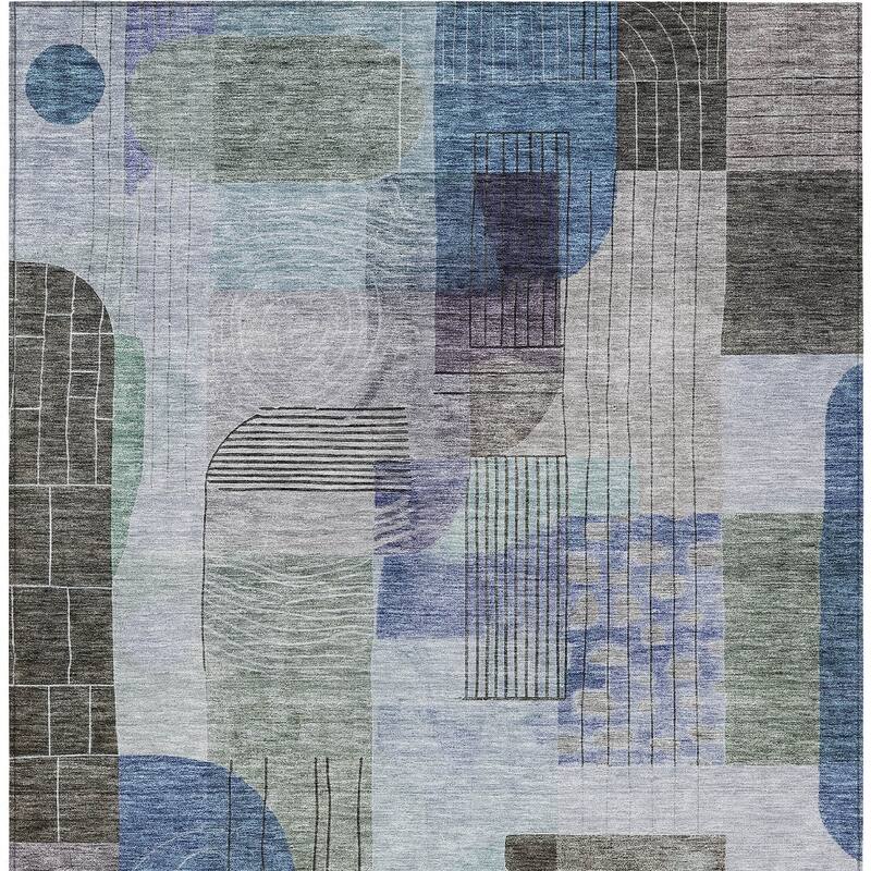 HomeRoots Abstract Transitional Rectangle Outdoor Rug