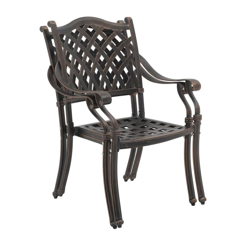 Patio Cast Aluminum Dining Armchairs with Cushions Set of 4