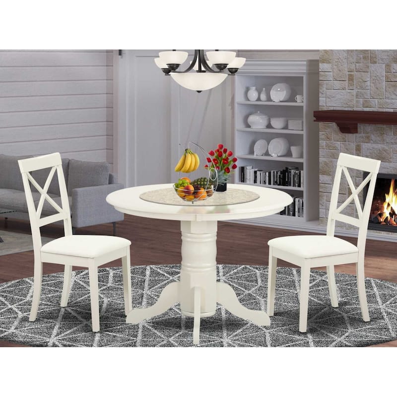 3 Piece Dinette Set - Round Kitchen Table & 2 Dining Chairs - Small Space Design