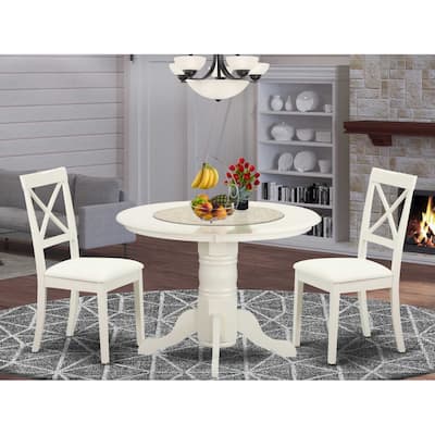 3 Piece Dinette Set - Round Kitchen Table & 2 Dining Chairs - Small Space Design