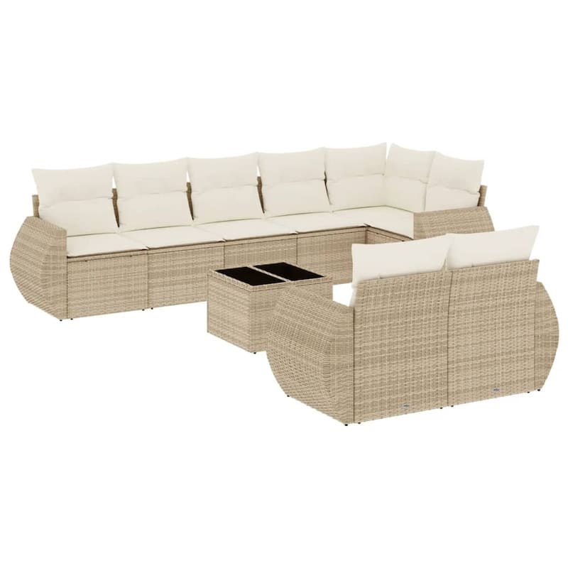 vidaXL Patio Sofa Set with Cushions Outdoor Conversation Furniture Poly Rattan