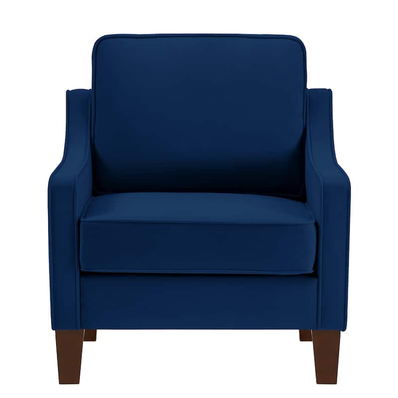 Navy 29" Velvet Arm Chair with Wooden Legs