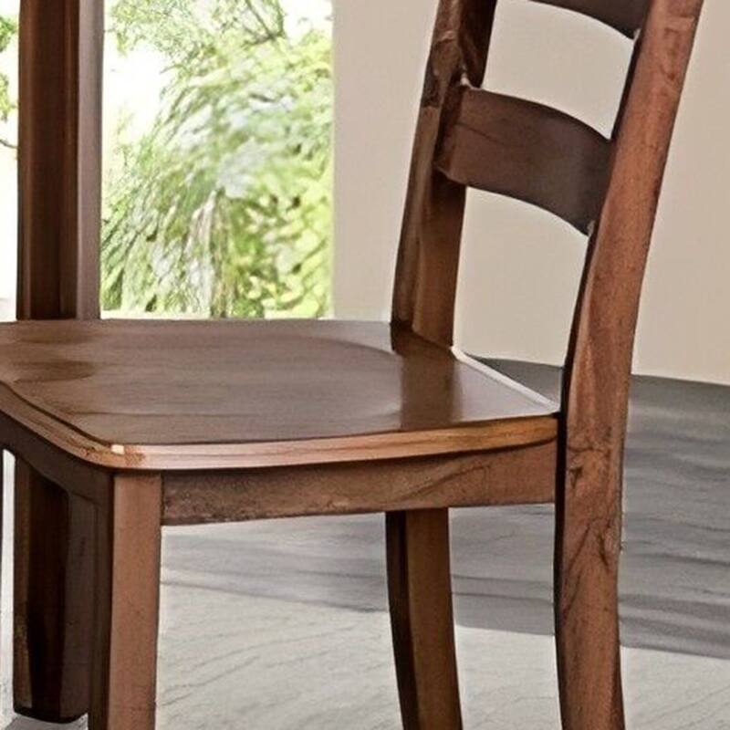 Farmhouse Walnut Solid Wood 5-piece Dining Table Set