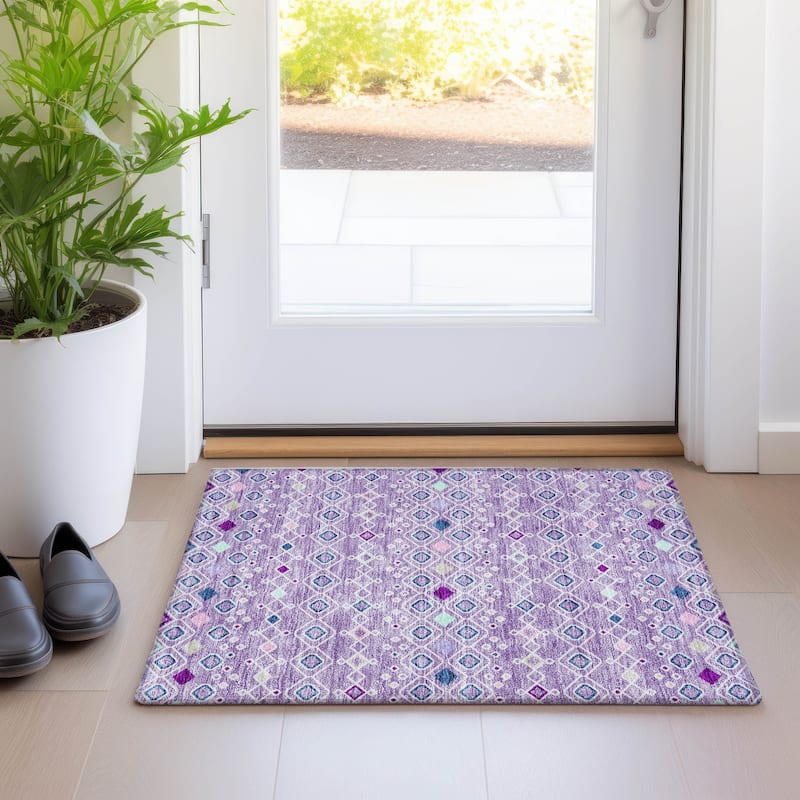 Machine Washable Indoor/ Outdoor Global Contempory Chantille Rug