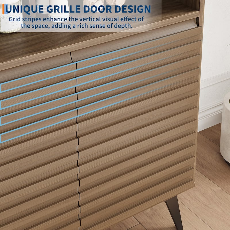 Coffee Bar Cabinet, Kitchen Storage Cabinet with Drawer and Adjustable Shelves, Buffet Sideboard