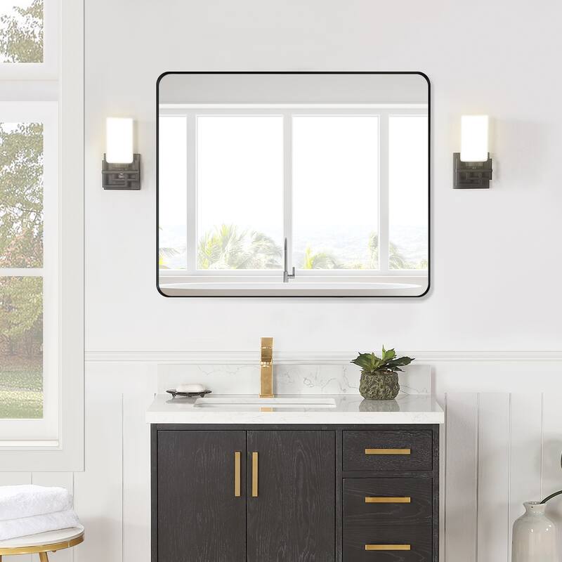 Altair Nettuno Bathroom/Vanity Aluminum Framed Wall Mirror - 36 in. - Black