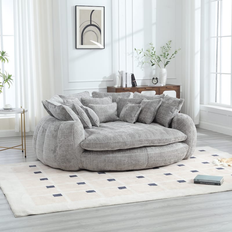 Comfortable Oversized Double Loaf High Back Round Sofa Bed with Armrests