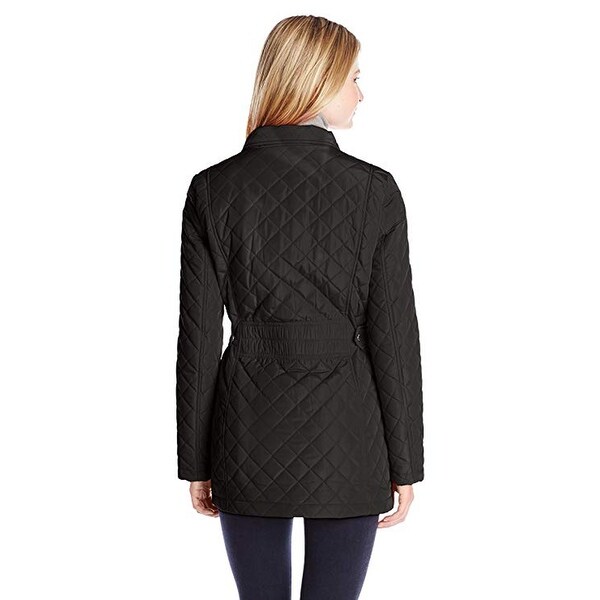 calvin klein women's classic quilted jacket with side tabs