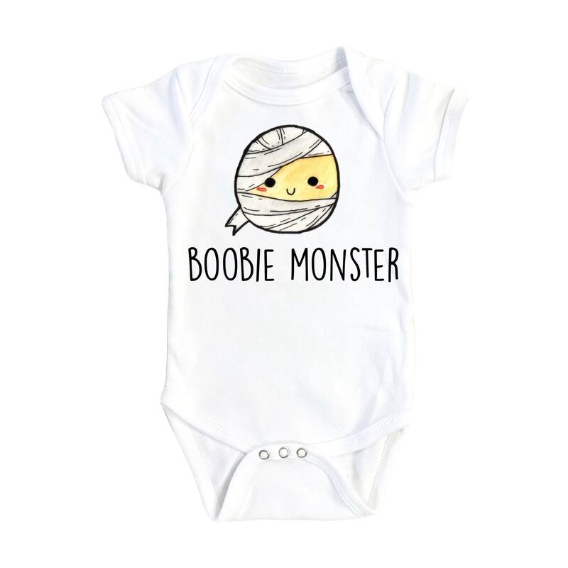 Breastfeeding Monster - Baby Boy Girl Clothes Infant Bodysuit Funny Cute Newborn - White - 3-6M