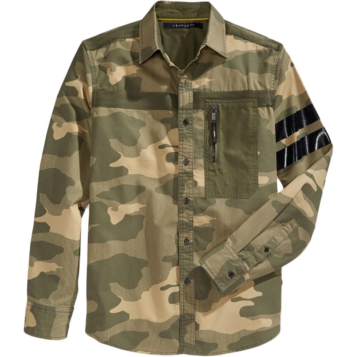 Shop Sean John Mens Big Tall Button Down Shirt Camouflage Long