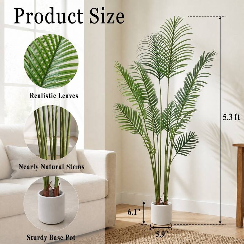 Artificial Plant Fake Tropical Palm Tree Potted