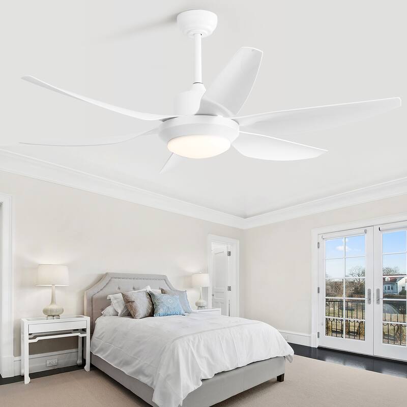 54-inch Indoor Modern Ceiling Fan with Light and Remote, LED Dimmable, 6 ABS Blades