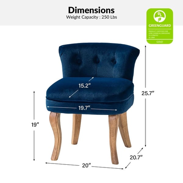 dimension image slide 7 of 8, Xacobo Modern Velvet Tufted Vanity Stool with Wood Base by HULALA HOME