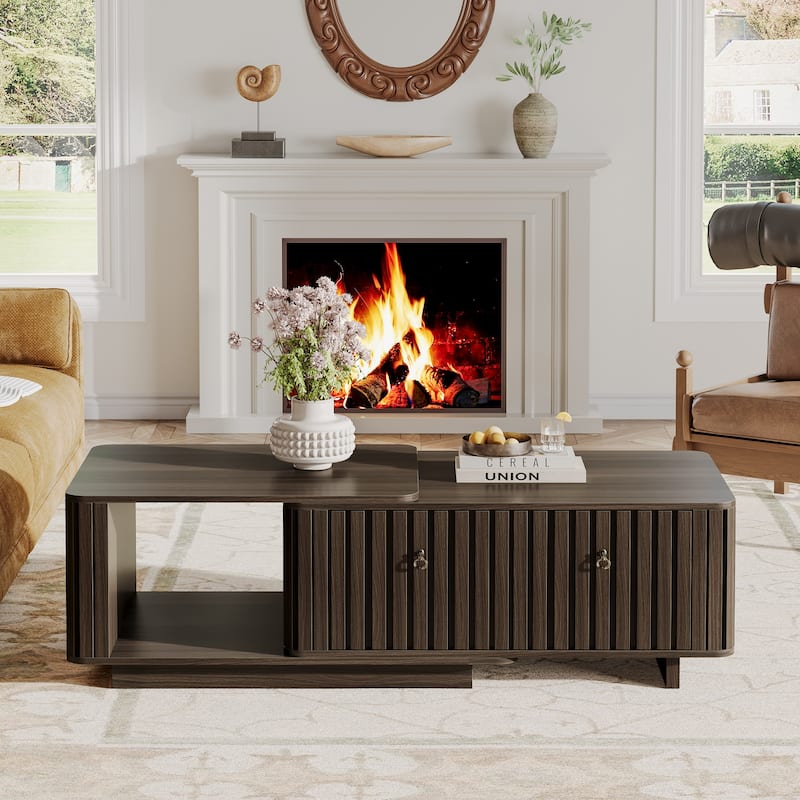 43"- 65" Expandable Rectangle Coffee Table with Drawers - 23.6" W x 43" L x 16.7" H