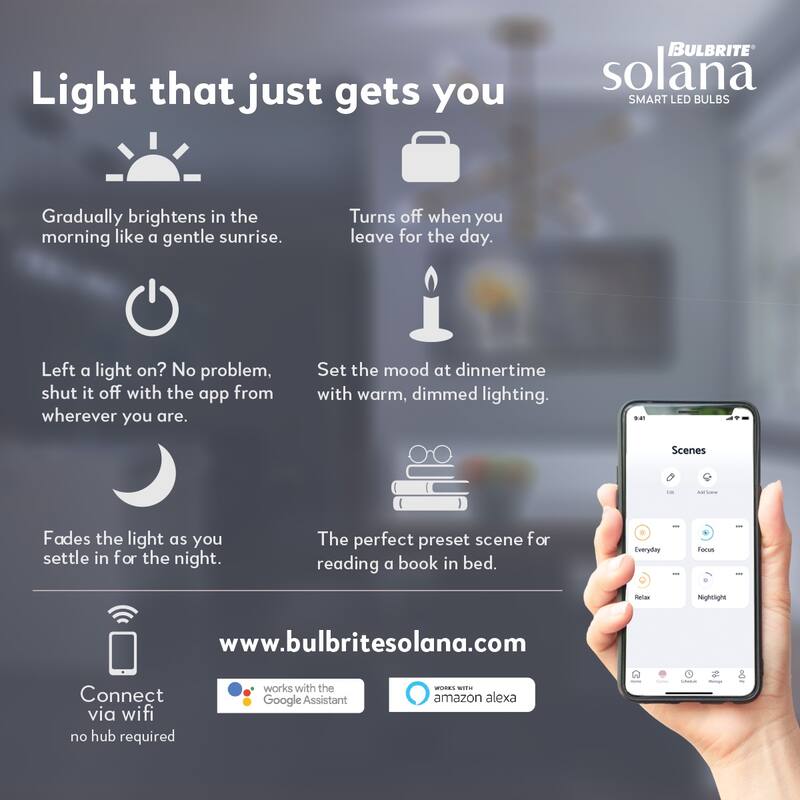 Bulbrite Solana G25 Smart WiFi Connected 90CRI Globe LED Light Bulb