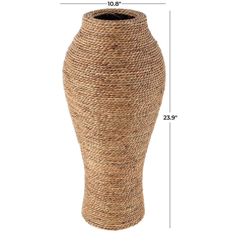 Brown Seagrass Handmade Tall Wrapped Decorative Vase