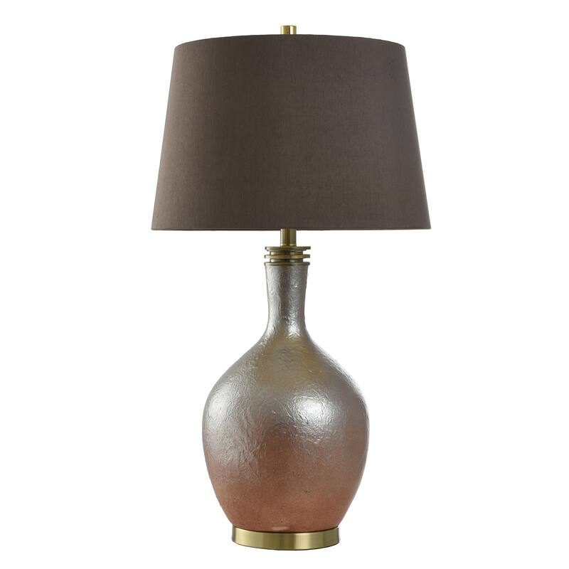 Gradient Gold Table Lamp - Metallic Polyresin and Brushed Brass - Brown Shade - Gradient Gold, Brown, Brushed Brass