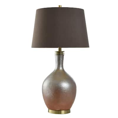 Gradient Gold Table Lamp - Metallic Polyresin and Brushed Brass - Brown Shade