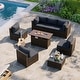 preview thumbnail 71 of 179, AOXUN Fire Pit Conversation Set Rattan Sofa Set Outdoor Furniture With Cushions Brown-Dark Grey - 8-Piece