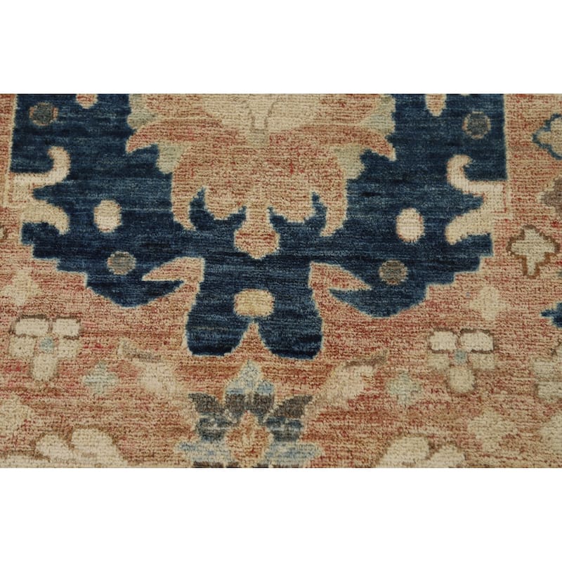 Hand Knotted Oriental 100% Wool Carpet Transitional All-Over Oranges & Rust Oushak Runner Rug - 8' 2'' X 2' 11''