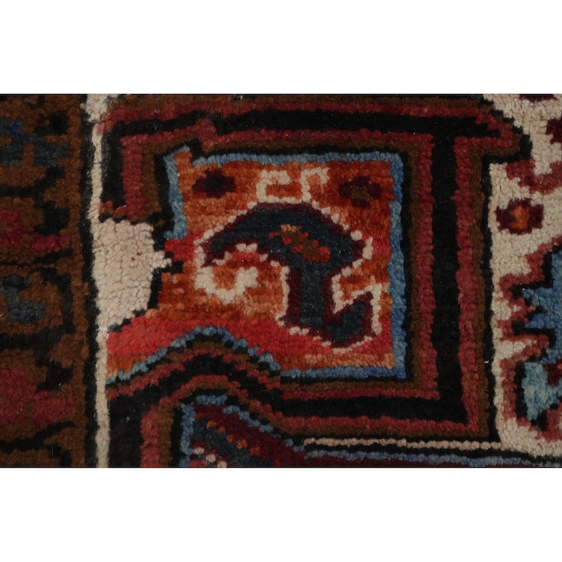 Hand Knotted Oriental 100% Wool Carpet Traditional Medallion Oranges & Rust Heriz Area Rug - 9' 4'' X 7' 2''