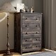preview thumbnail 24 of 26, 48" Tall Farmhouse 5 Drawer Wood Dresser, Chest of Drawers for Bedroom Dark Rustic Oak