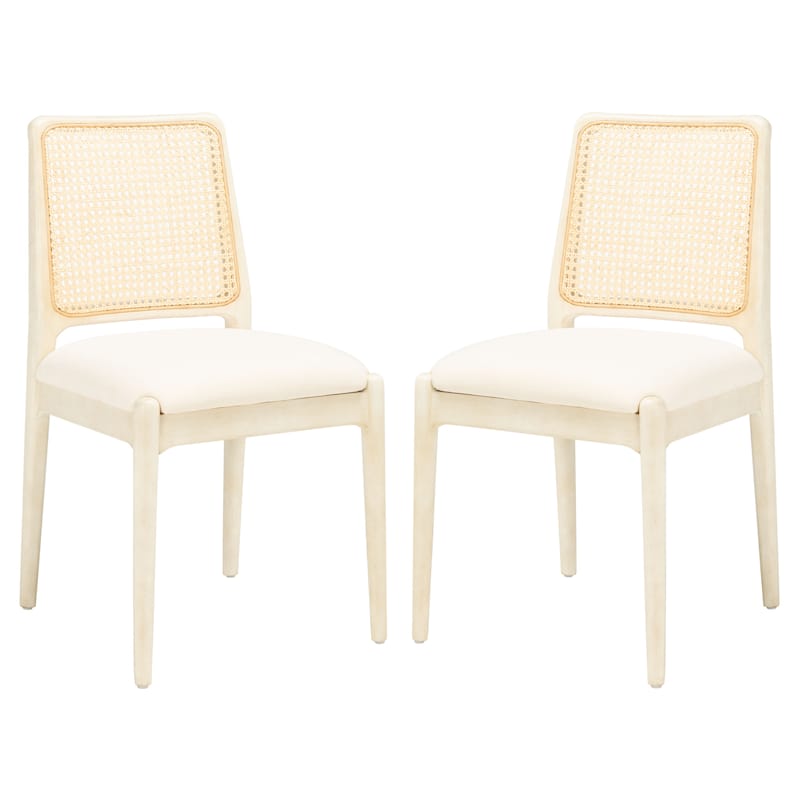SAFAVIEH Reinhardt Rattan Cushion Dining Chair (Set of 2) - 19" W x 17.5" L x 32" H