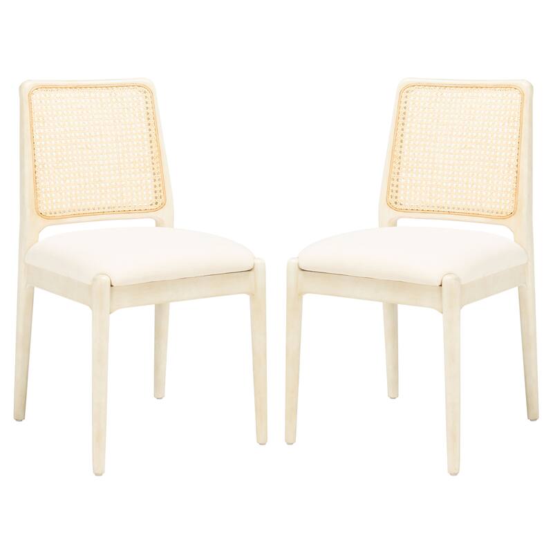 SAFAVIEH Sylva Rattan Cushion Dining Chair (Set of 2) - 19" W x 17.5" L x 32" H - 19Wx18Dx32H