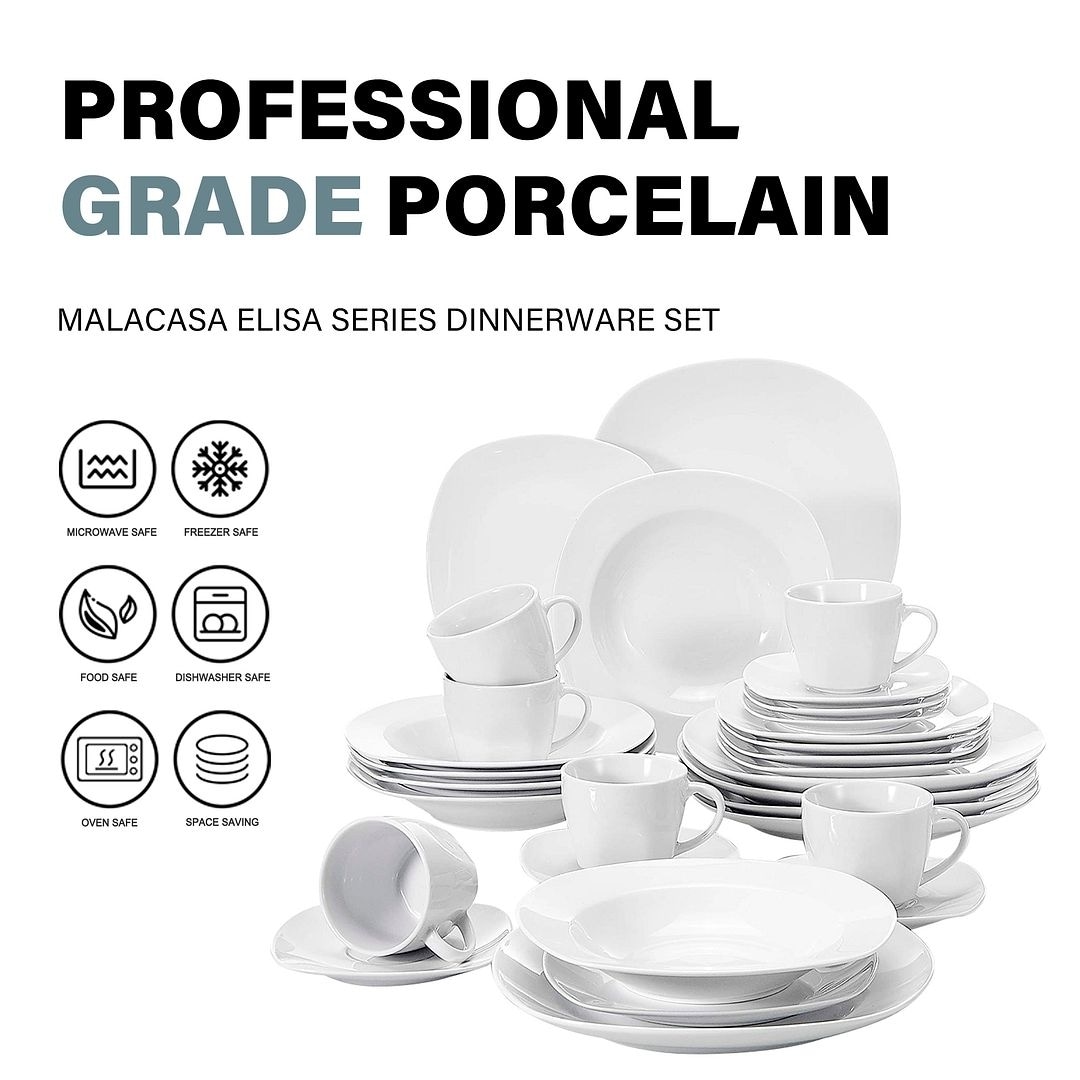 MALACASA Elisa 6 Piece Porcelain Dessert Plates 