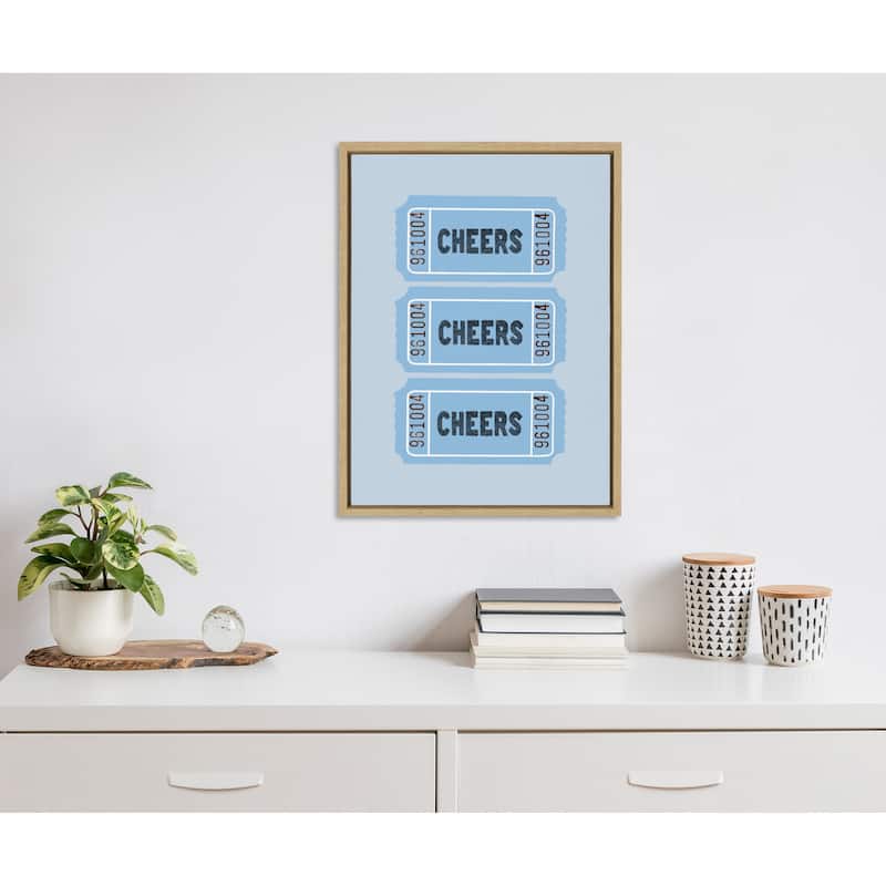 Kate and Laurel Sylvie Cheers Ticket Framed Canvas by Alli Standefer