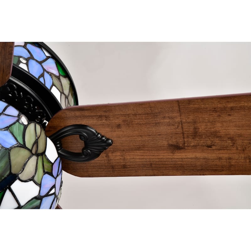 Zaina 5-Blade Lighted Ceiling Fan 2-Tier Tiffany Style Glass