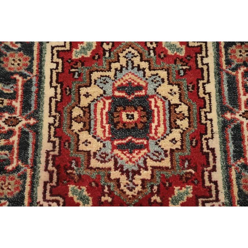 Hand Knotted Oriental 100% Wool Carpet Traditional Medallion Red Heriz (serapi) Area Rug - 3' 0'' X 2' 0''