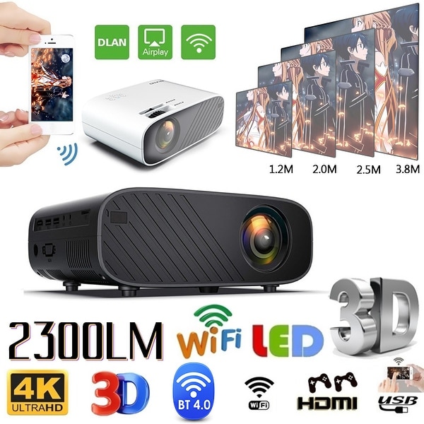 Mini WIFI Portable Projector Mobile Phone 3D 1080P HD Home Theater Video Projector 2300 lumens - 21*14.7*7.5cm. Opens flyout.