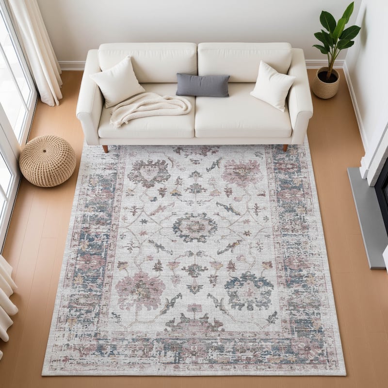 Premium Washable Super Soft Vintage Traditional Mayfield Rug - Blush - 8' x 10'