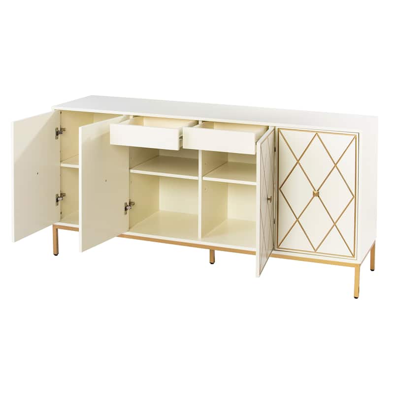 SEI Furniture Maubert Contemporary Gold Detail Wood Cabinet
