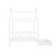 preview thumbnail 11 of 28, Full Size Metal House Platform Kids Bed Frame with Headboard, Footboard, 2-Storage Drawers & Roof Design for Bedroom, White
