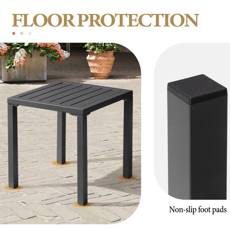 Outdoor Aluminum End Table Square Patio Side Table - 15.7" L x 15.7" W x 15.9" H