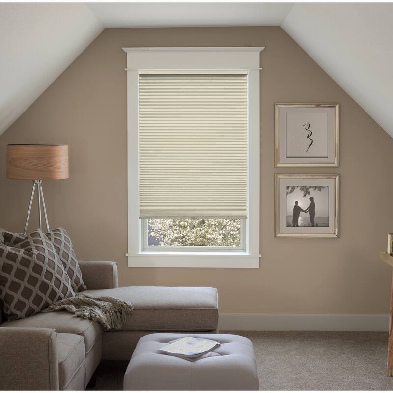 BlindsAvenue Custom 3/4" Pleat, Cordless Cellular Shades, Color Natural Taupe, Blackout Fabric - 18" W x 72" H
