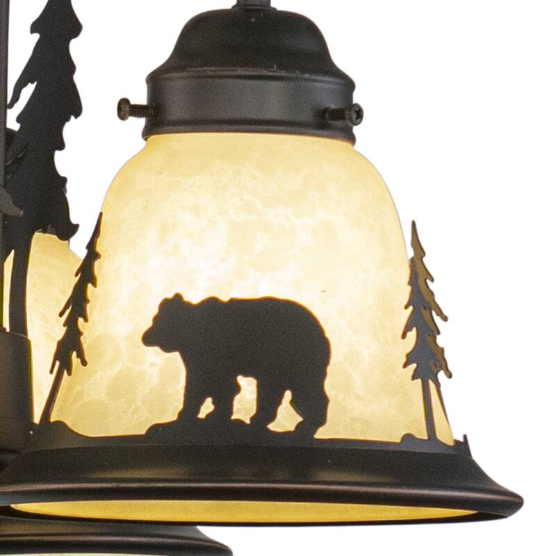 Bozeman 3L LED Bronze Rustic Bear Mini Chandelier or Fan Light Kit - 15.5-in W x 10.5-in H x 15.5-in D