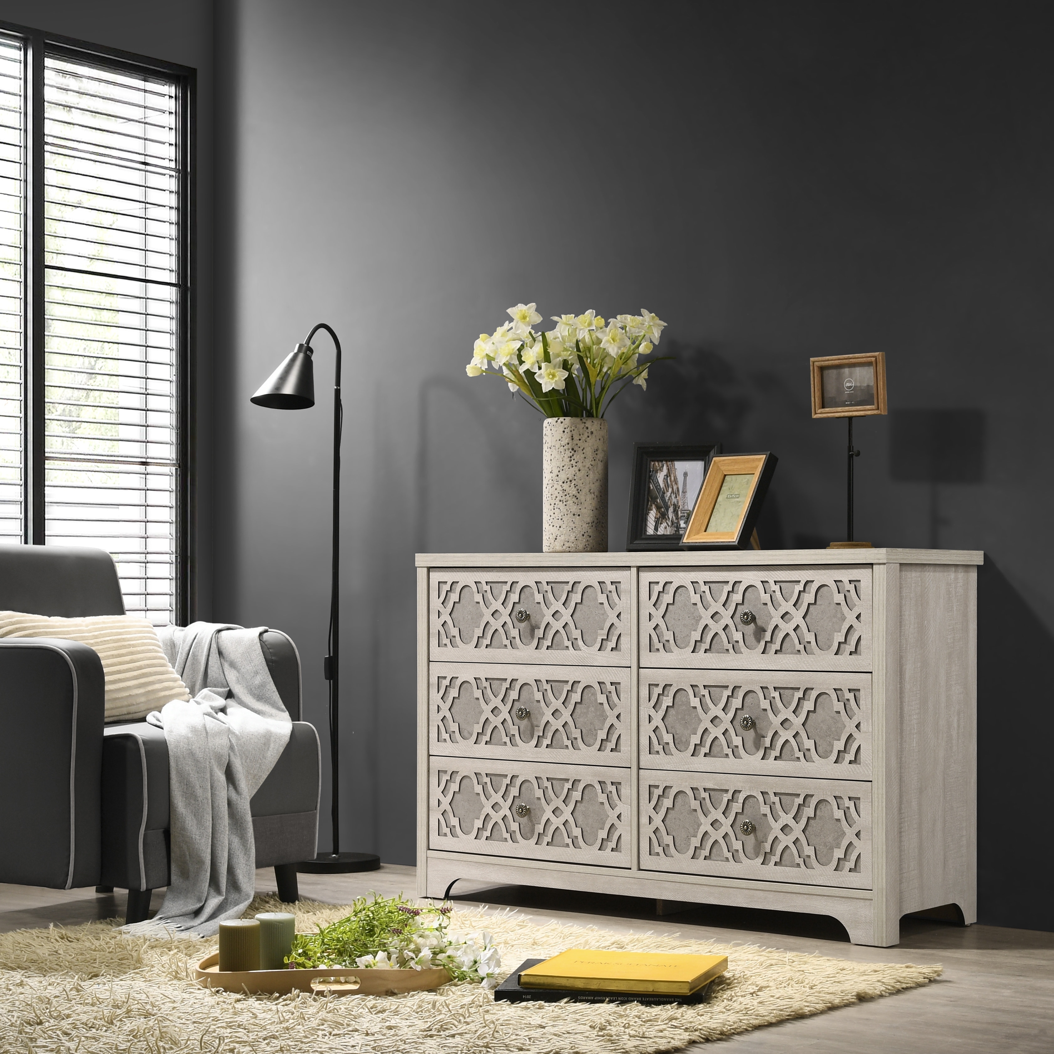 Azienda 6-Drawer Dusty Grey Oak Dresser - Overstock - 39057647 Azienda 6-Drawer Dusty Grey Oak Dresser - Overstock - 39057647