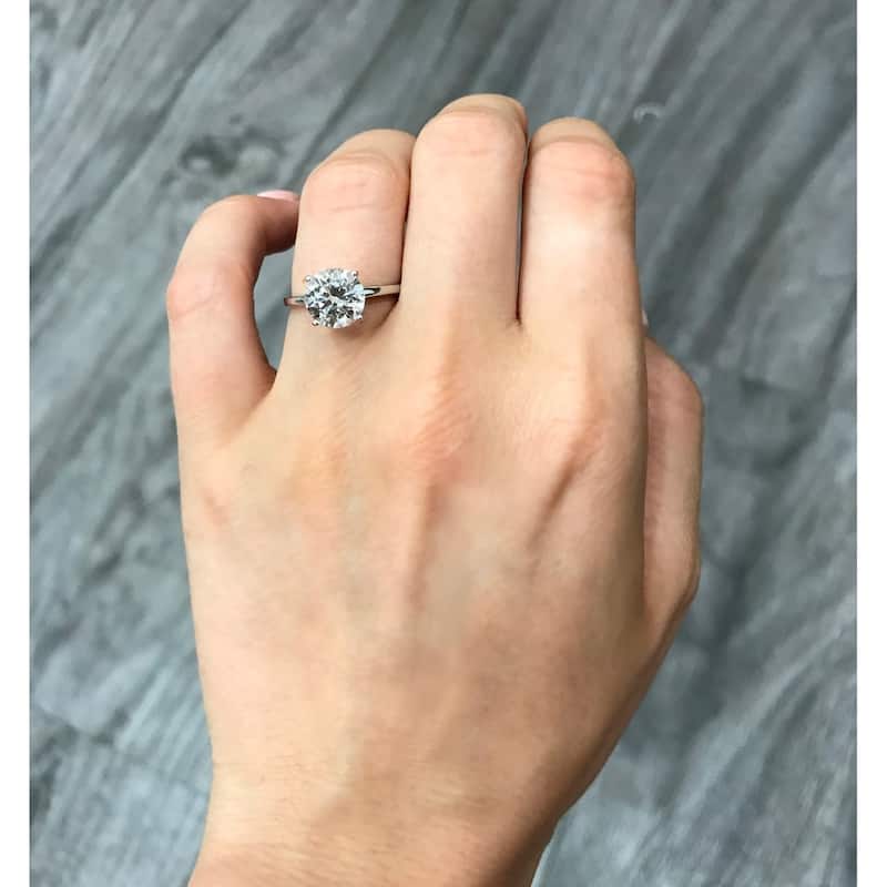 Miadora 10k White Gold Created White Sapphire Solitaire Engagement Ring