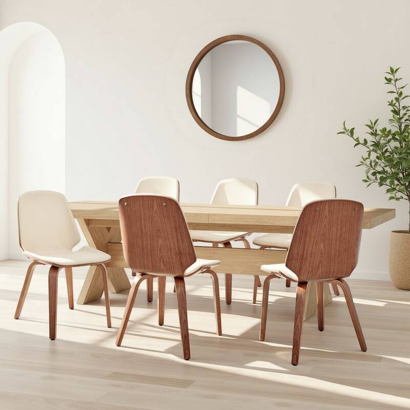 Brinley Walnut or Black Wood Upholstered Dining Chair