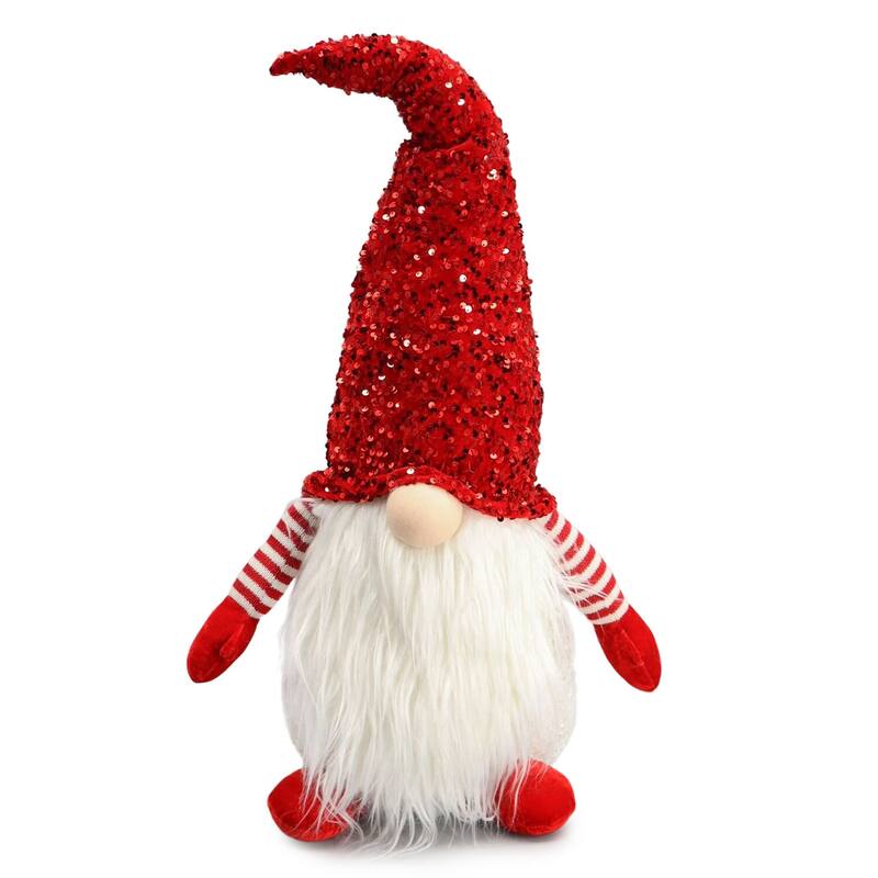 Gnome with Red Glitter Hat Fabric Christmas Decoration