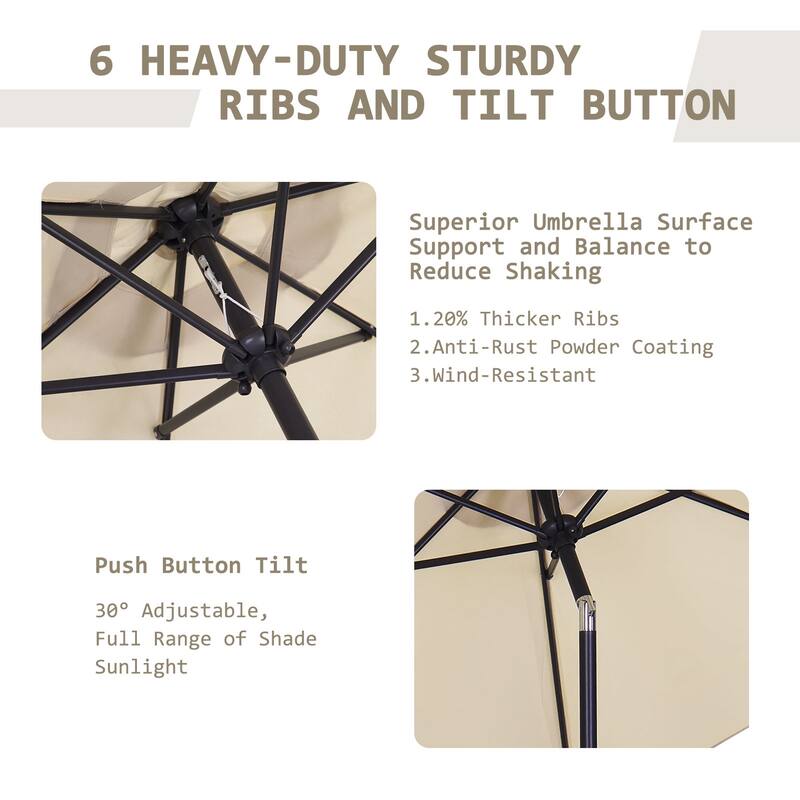 Ainfox 7.5ft Patio Umbrella Push Button Tilt Outdoor Market Umbrella Without Base