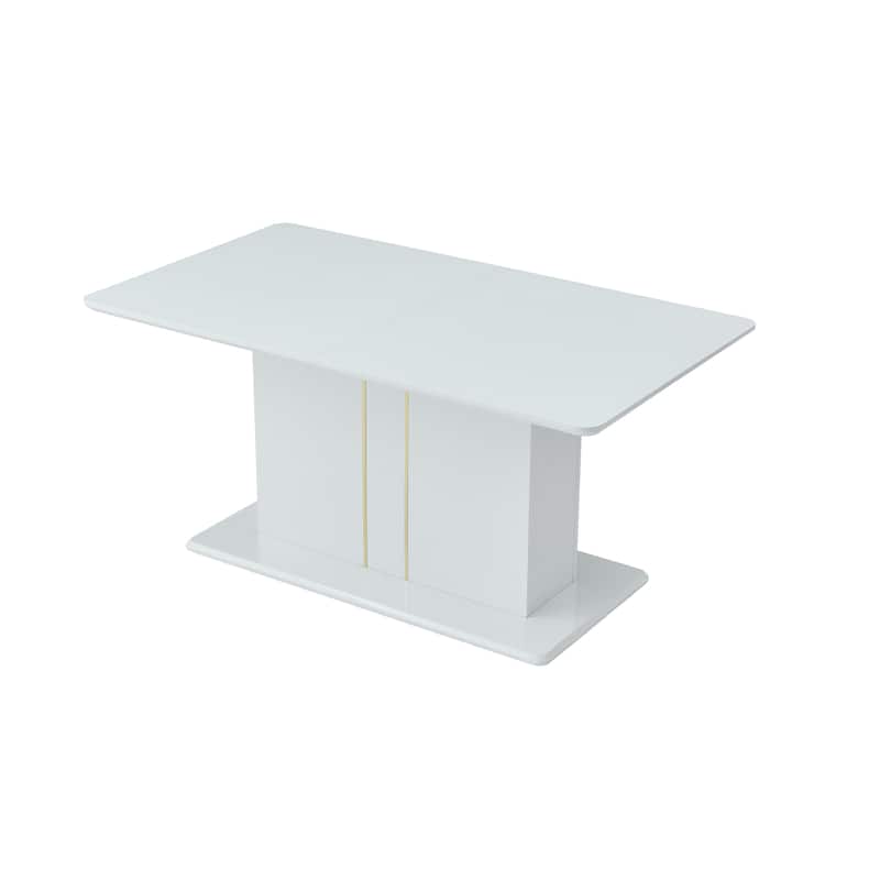Homy Casa High Glossy White/Gold Extendable Dining Table Rectangular