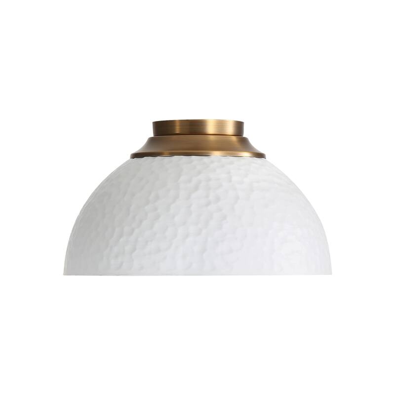 Golden Lighting Shepard 3-light Flush Mount in Modern Brass and Matte White shade