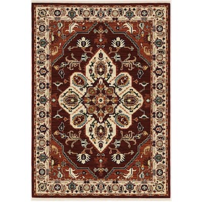 Style Haven Leander Star Medallion Fringed Wool Blend Area Rug